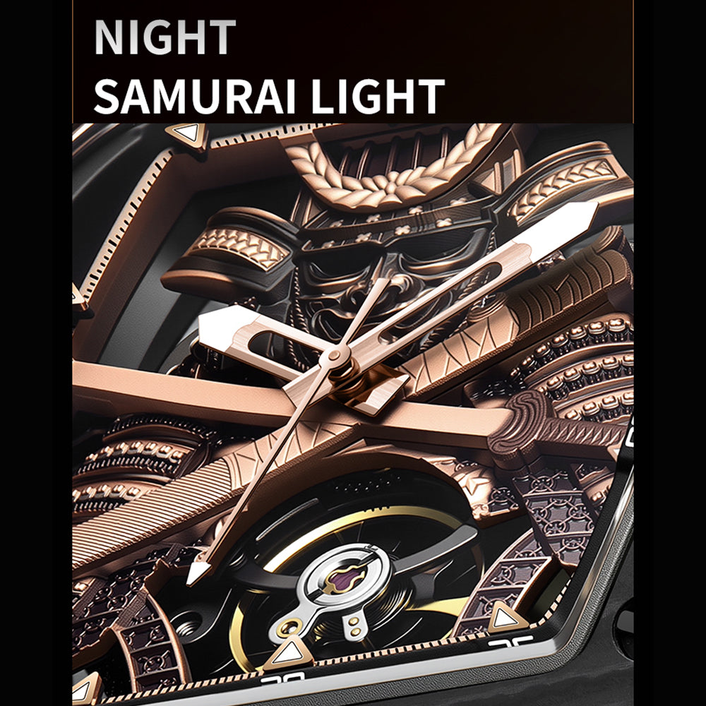 BONEST GATTI Automatic Tonneau Watch Phantom Black Warrior Dial Carbon Fiber Skeleton Self Wind Movement Sapphire Crystal Luminous Watch BG9008