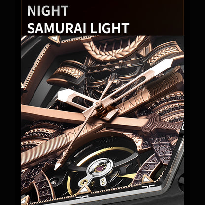 BONEST GATTI Automatic Tonneau Watch Phantom Black Warrior Dial Carbon Fiber Skeleton Self Wind Movement Sapphire Crystal Luminous Watch BG9008