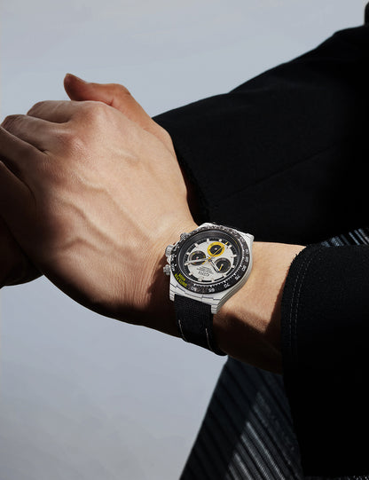 BONEST GATTI Carbon Fiber Automatic Chronograph Watch Self Wind Sapphire Crystal Luminous Waterproof Men Watch BG9010