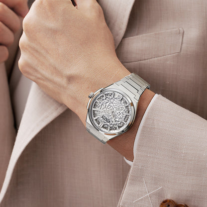 BONEST GATTI Automatic Men Watch Ice Crack Pattern Dial Self Wind Movement Sapphire Crystal Luminous Business Watch BG8013