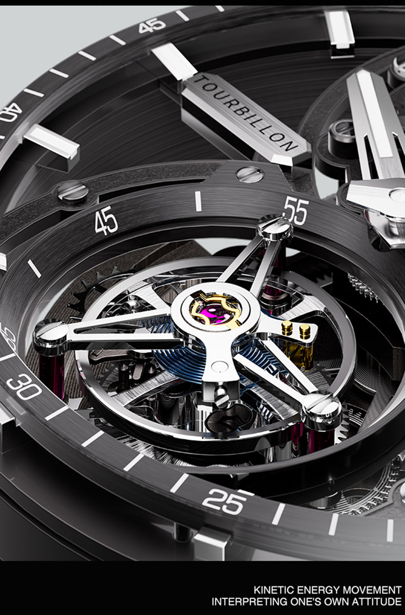 BONEST GATTI Automatic Tourbillon Watch Skeleton Self Wind 80H Power Reserve Sapphire Crystal Luminous Watch BG7004
