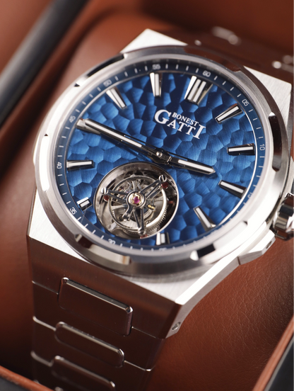 BONEST GATTI Hammer Pattern Automatic Tourbillon Watch Self Wind 80H Power Reserve Sapphire Crystal Luminous Watch BG7005