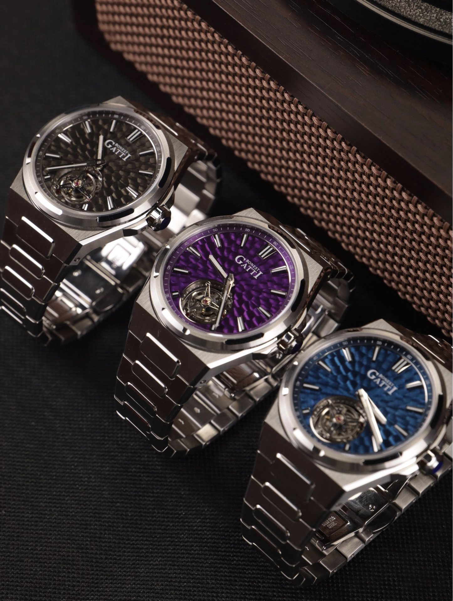 BONEST GATTI Hammer Pattern Automatic Tourbillon Watch Self Wind 80H Power Reserve Sapphire Crystal Luminous Watch BG7005