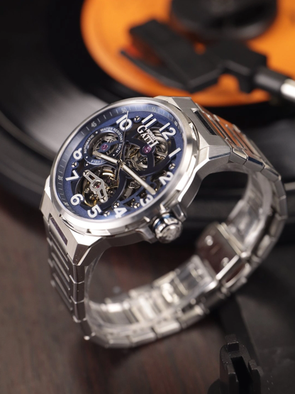 BONEST GATTI Automatic Skeleton Watch Self Wind Movement Sapphire Crystal Luminous Watch BG8010