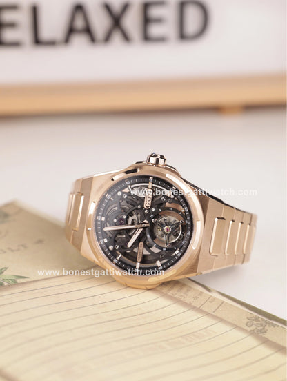 BONEST GATTI Automatic Tourbillon Watch Skeleton Self Wind 80H Power Reserve Sapphire Crystal Luminous Watch BG7004