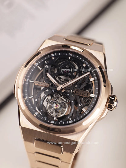 BONEST GATTI Automatic Tourbillon Watch Skeleton Self Wind 80H Power Reserve Sapphire Crystal Luminous Watch BG7004