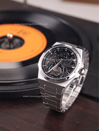 BONEST GATTI Automatic Tourbillon Watch Skeleton Self Wind 80H Power Reserve Sapphire Crystal Luminous Watch BG7004