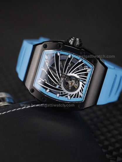 BONEST GATTI Automatic Skeleton Movement Barrel Shaped Case Luminous Citizen Movement BG-9902