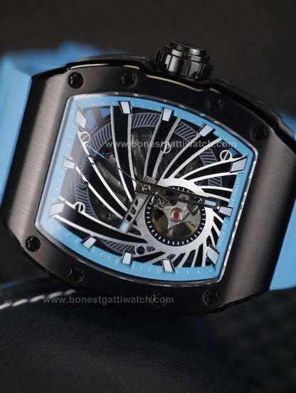 BONEST GATTI Automatic Skeleton Movement Barrel Shaped Case Luminous Citizen Movement BG-9902