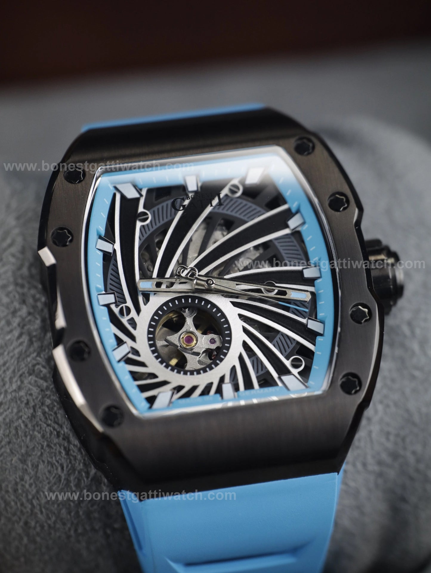 BONEST GATTI Automatic Skeleton Movement Barrel Shaped Case Luminous Citizen Movement BG-9902