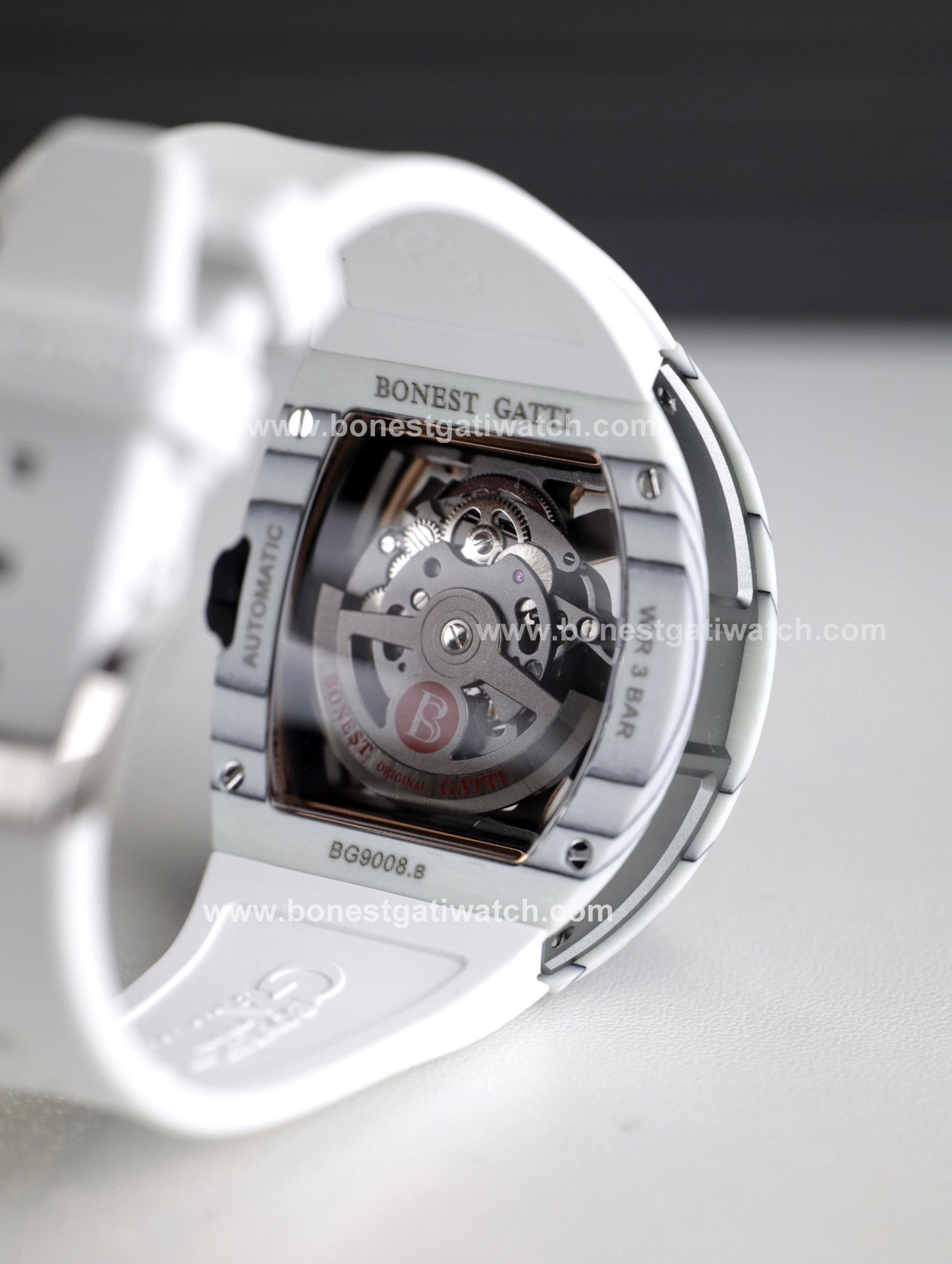 BONEST GATTI Automatic Tonneau Watch Phantom Black Warrior Dial Carbon Fiber Skeleton Self Wind Movement Sapphire Crystal Luminous Watch BG9008