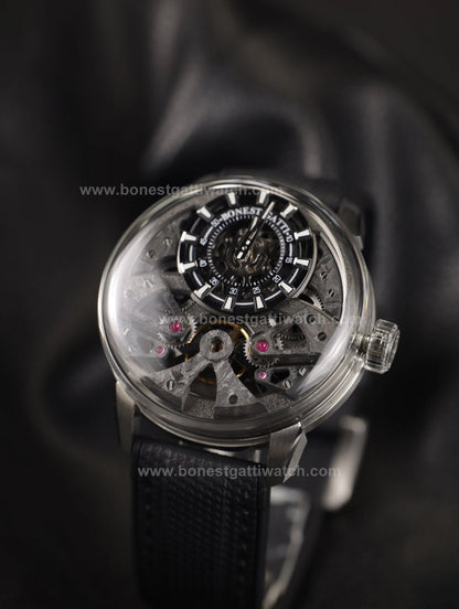 BONEST GATTI  Automatic Movement Round Shaped Carbon Fiber Dial watch 316L Case Dome Sapphire Crystal Fluororubber Strap 3ATM Waterproof Luminous BG4002