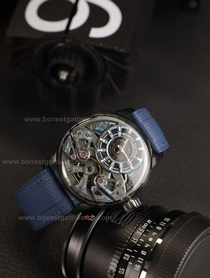 BONEST GATTI  Automatic Movement Round Shaped Carbon Fiber Dial watch 316L Case Dome Sapphire Crystal Fluororubber Strap 3ATM Waterproof Luminous BG4002