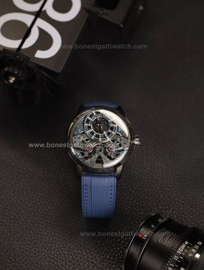 BONEST GATTI  Automatic Movement Round Shaped Carbon Fiber Dial watch 316L Case Dome Sapphire Crystal Fluororubber Strap 3ATM Waterproof Luminous BG4002