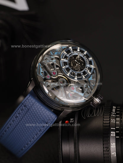 BONEST GATTI  Automatic Movement Round Shaped Carbon Fiber Dial watch 316L Case Dome Sapphire Crystal Fluororubber Strap 3ATM Waterproof Luminous BG4002