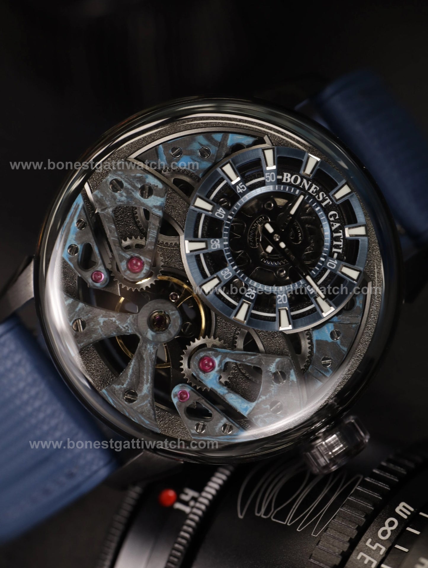 BONEST GATTI  Automatic Movement Round Shaped Carbon Fiber Dial watch 316L Case Dome Sapphire Crystal Fluororubber Strap 3ATM Waterproof Luminous BG4002