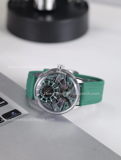 BONEST GATTI  Automatic Movement Round Shaped Carbon Fiber Dial watch 316L Case Dome Sapphire Crystal Fluororubber Strap 3ATM Waterproof Luminous BG4002