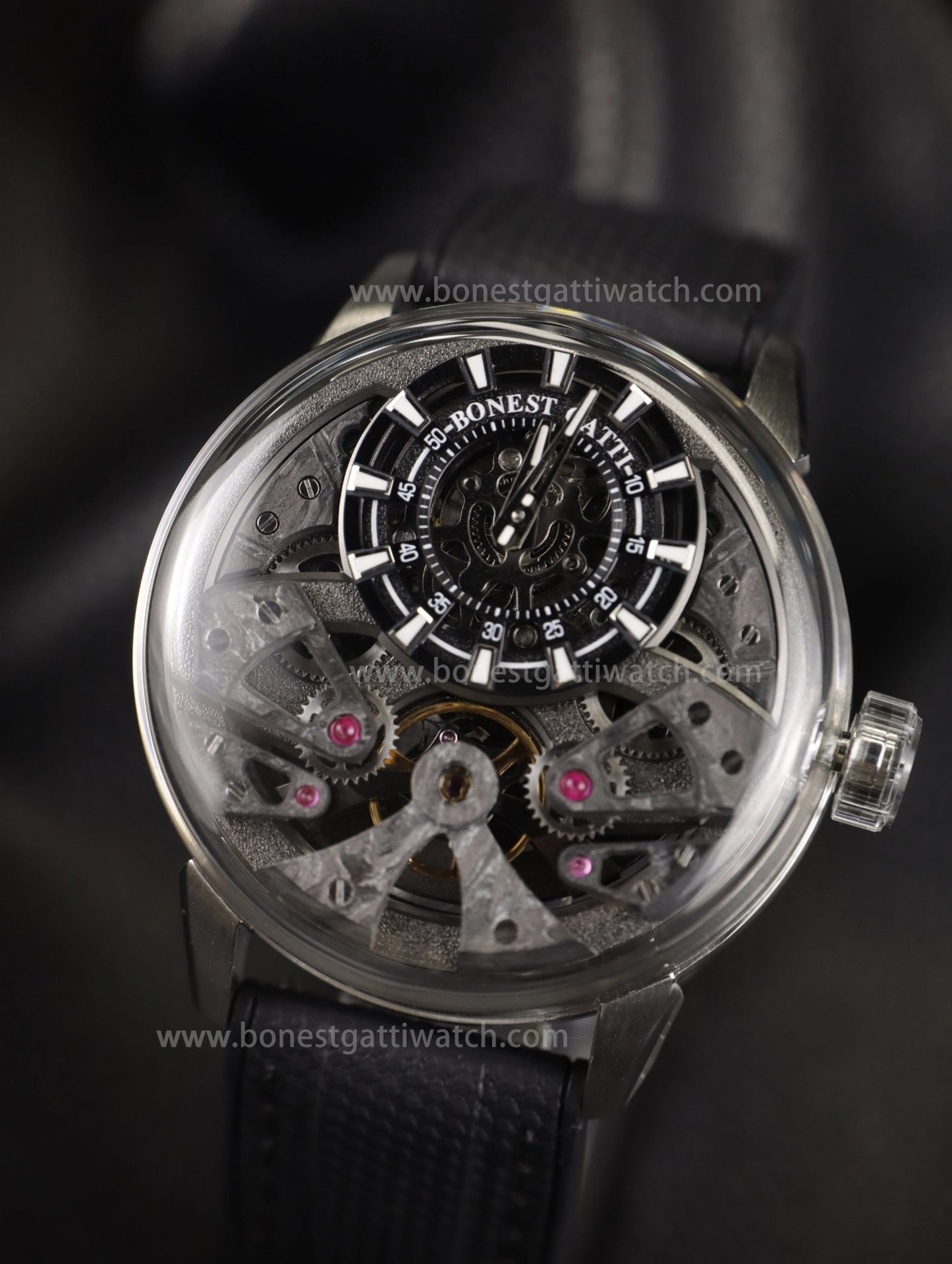 BONEST GATTI  Automatic Movement Round Shaped Carbon Fiber Dial watch 316L Case Dome Sapphire Crystal Fluororubber Strap 3ATM Waterproof Luminous BG4002