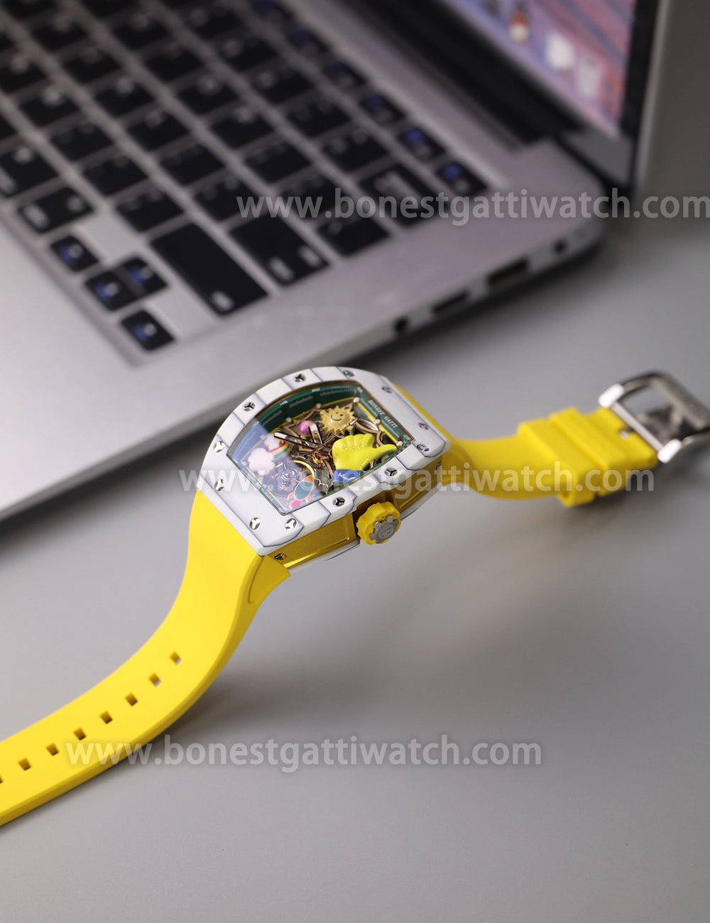 BONEST GATTI Carbon fiber + Aluminum alloy Case Barrel shaped Thumbs Up Series funny watch Skeleton Movement Crystal Sapphire Watch BG9001