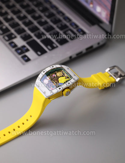 BONEST GATTI Carbon fiber + Aluminum alloy Case Barrel shaped Thumbs Up Series funny watch Skeleton Movement Crystal Sapphire Watch BG9001