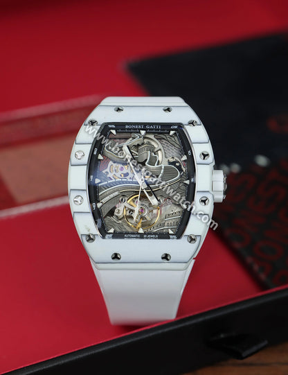 BONEST GATTI 3D Great Wall Carbon fiber Tonneau Automatic Watch BG9003