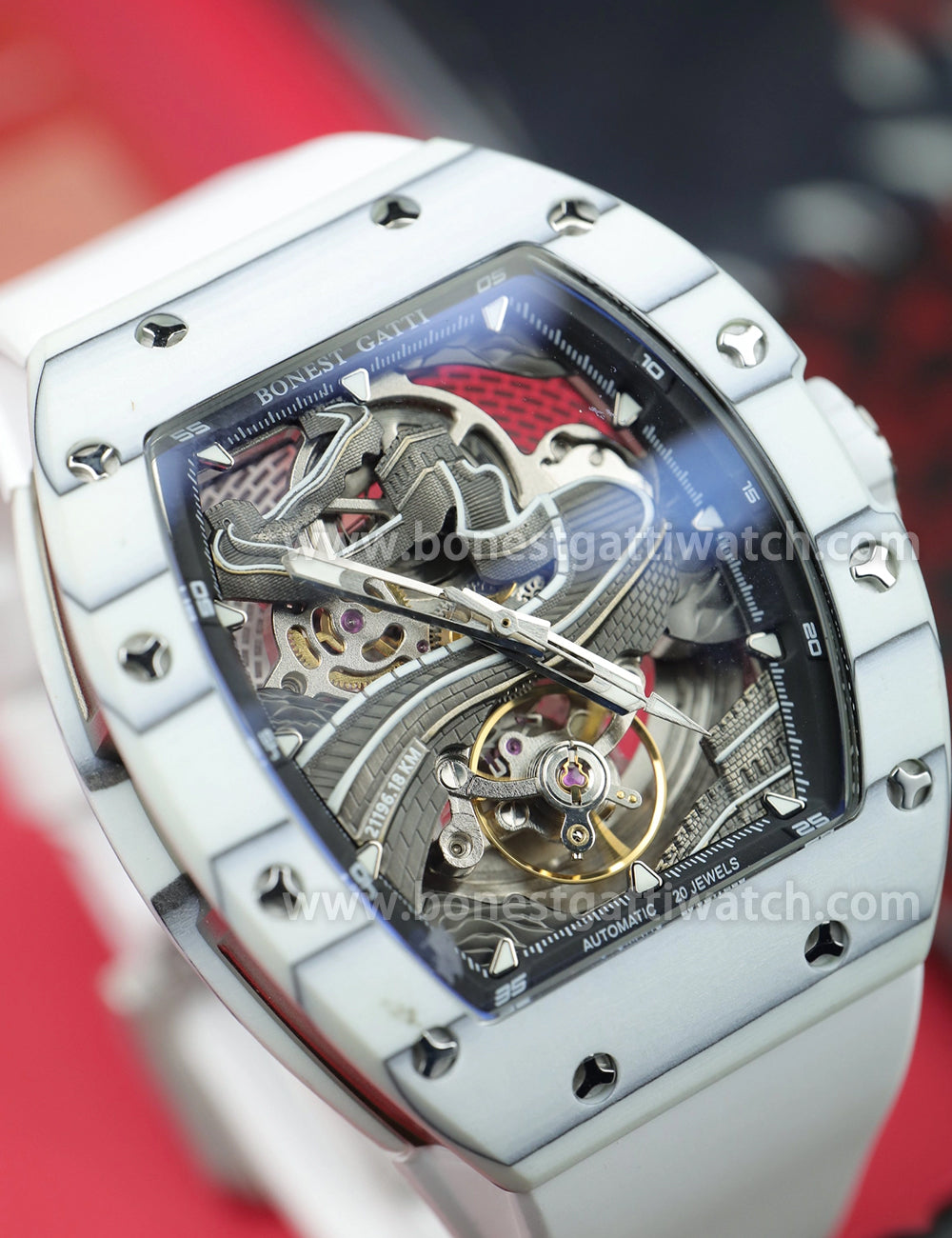 BONEST GATTI 3D Great Wall Carbon fiber Tonneau Automatic Watch BG9003