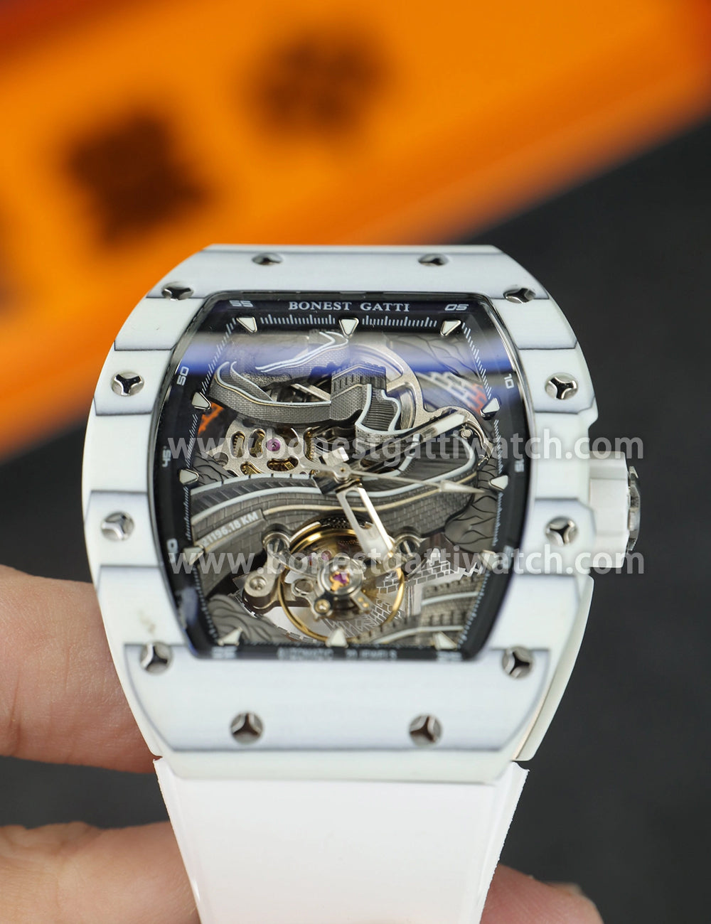 BONEST GATTI 3D Great Wall Carbon fiber Tonneau Automatic Watch BG9003
