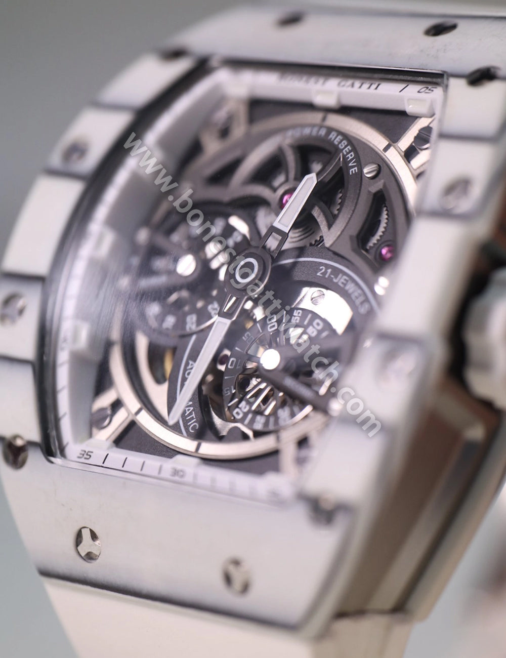 BONEST GATTI Carbon fiber + Aluminum alloy Case Barrel shaped Tonneau watch Skeleton Movement Sapphire Crystal Quick- Release Strap Watch BG9004