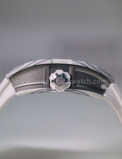 BONEST GATTI Carbon fiber + Aluminum alloy Case Barrel shaped Tonneau watch Skeleton Movement Sapphire Crystal Quick- Release Strap Watch BG9004