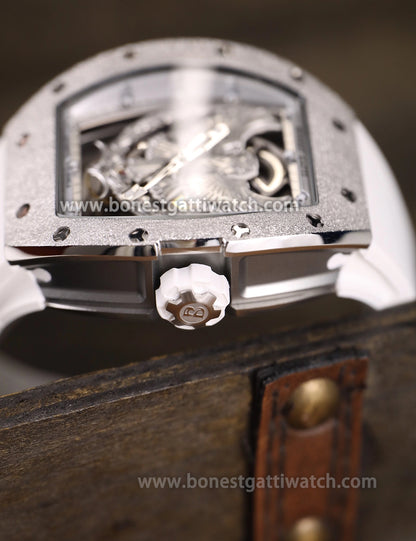 BONEST GATTI Tonneau Shaped Angel Wing theme frosted gold finishing Case Men's Automatic Mechanical Watch Luminous GB5002