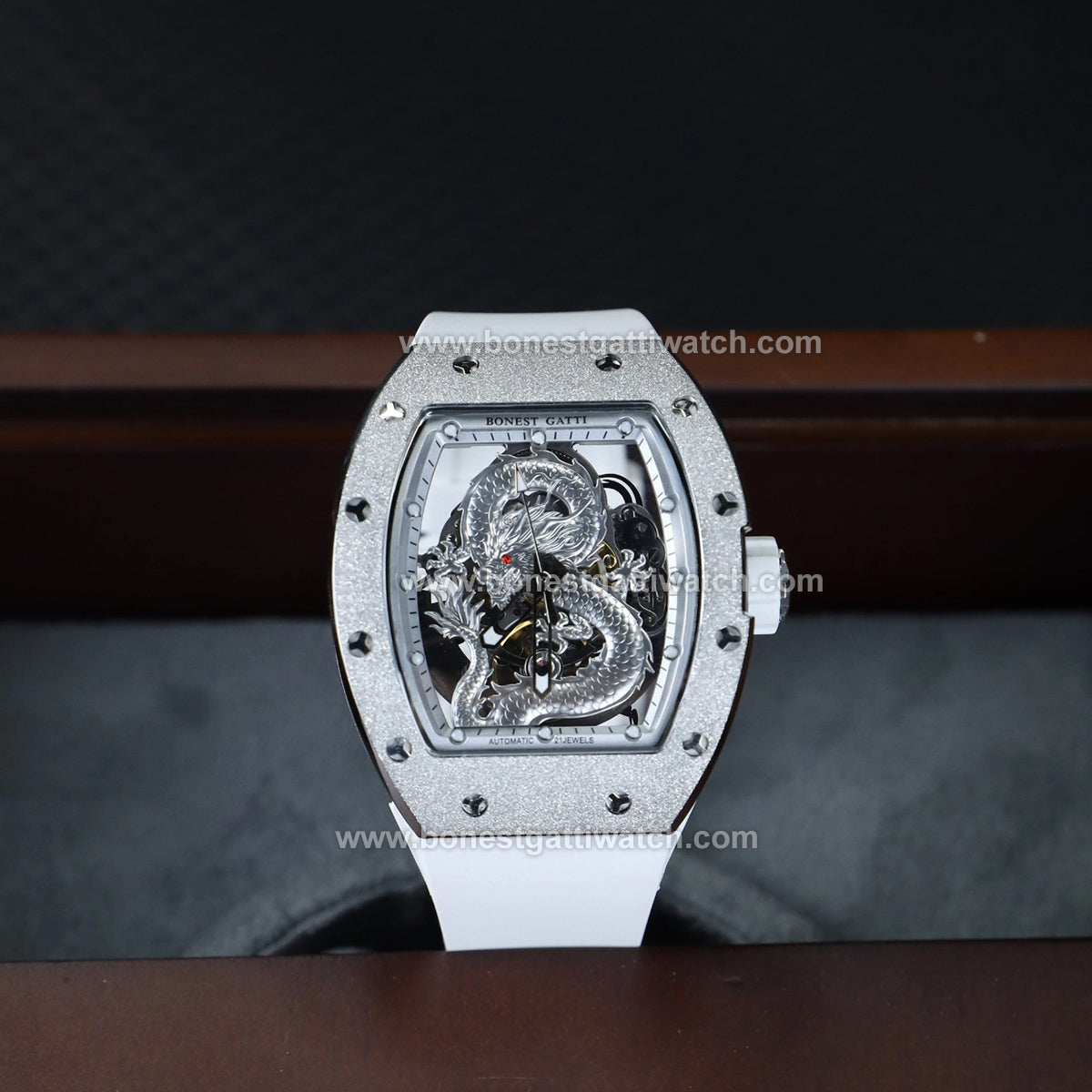 BONEST GATTI Dragon Skeleton Tonneau Automatic Men Watch BG5003