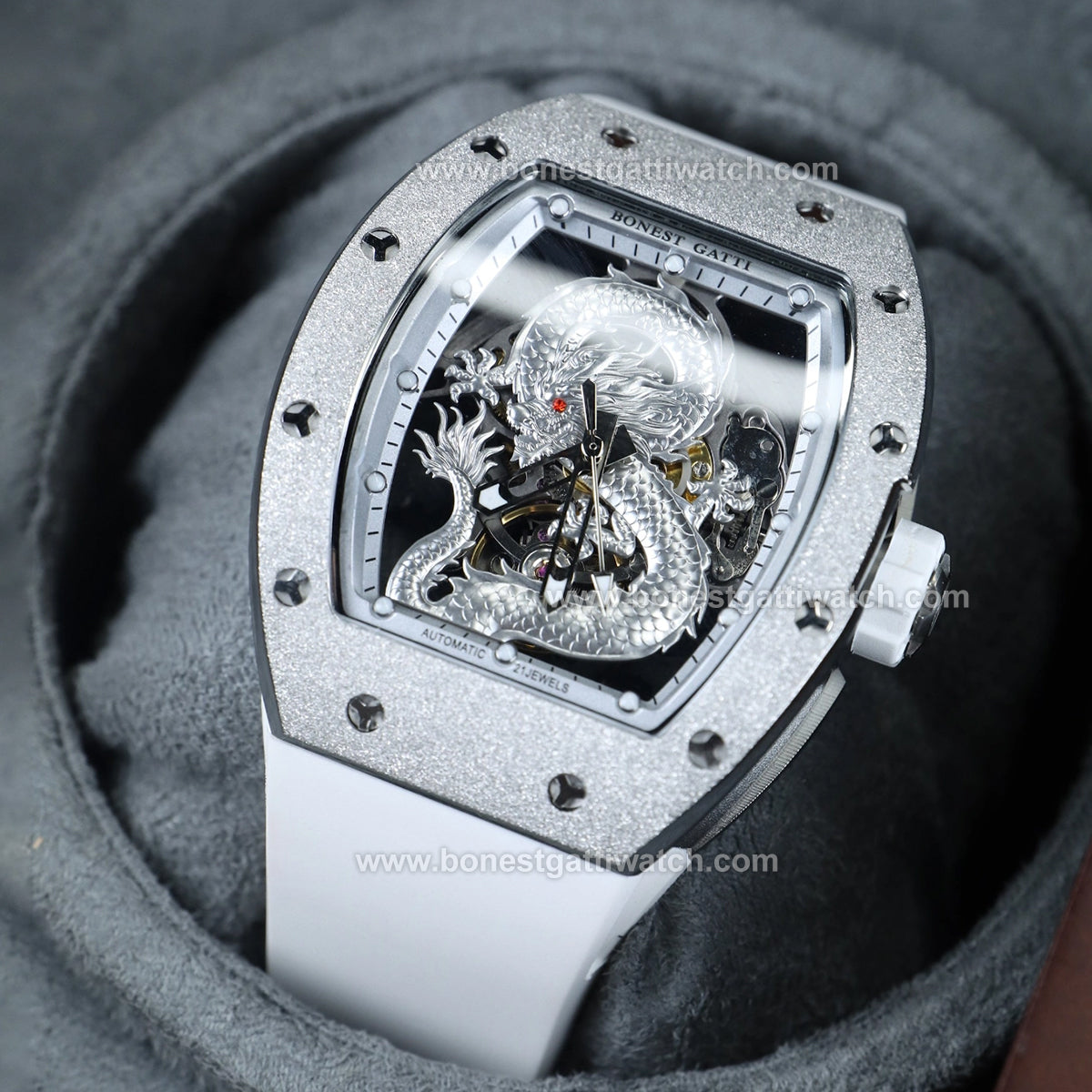 BONEST GATTI Dragon Skeleton Tonneau Automatic Men Watch BG5003