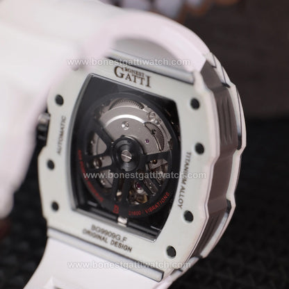 BONEST GATTI Carbon Fiber Skull Skeleton Tonneau Automatic Watch BG9909