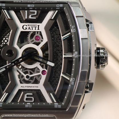 BONEST GATTI Honeycomb Dial Automatic Tonneau Men Watch BG5601