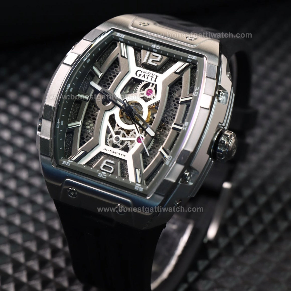 BONEST GATTI Honeycomb Dial Automatic Tonneau Men Watch BG5601