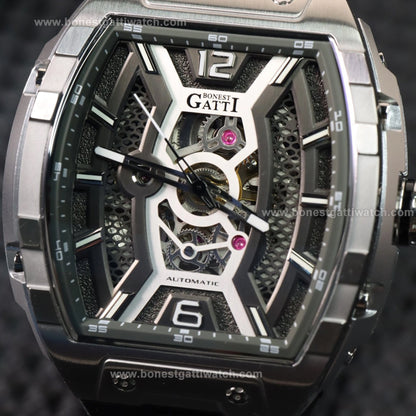 BONEST GATTI Honeycomb Dial Automatic Tonneau Men Watch BG5601