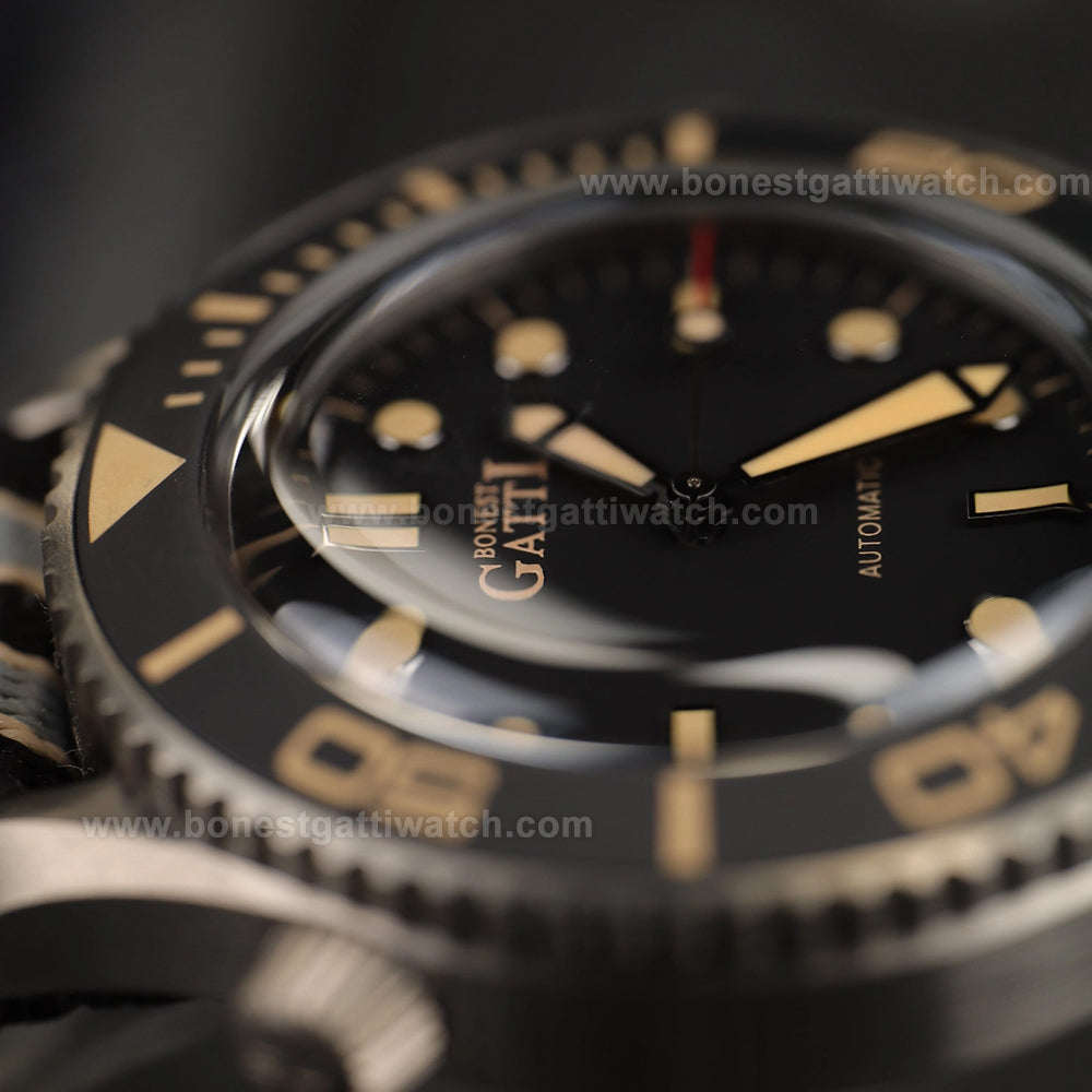 BONEST GATTI Unidirectional Rotating Bezel Titanium Case Automatic Watch BG8001