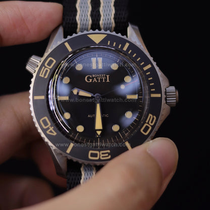 BONEST GATTI Unidirectional Rotating Bezel Titanium Case Automatic Watch BG8001