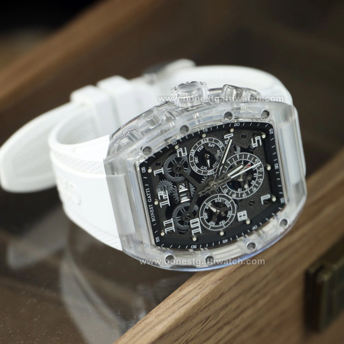 BONEST GATTI Speed Colorful Series K9 Crystal Tonneau Watch BG9920