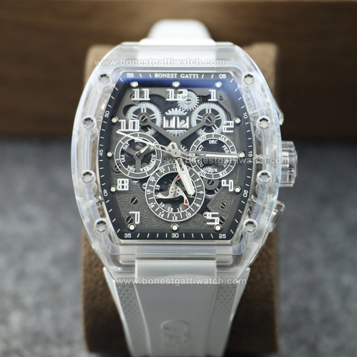 BONEST GATTI Speed Colorful Series K9 Crystal Tonneau Watch BG9920