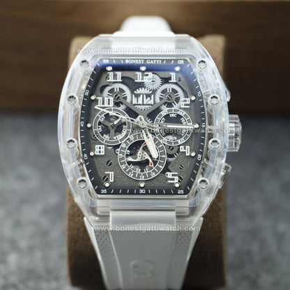 BONEST GATTI Speed Colorful Series K9 Crystal Tonneau Watch BG9920