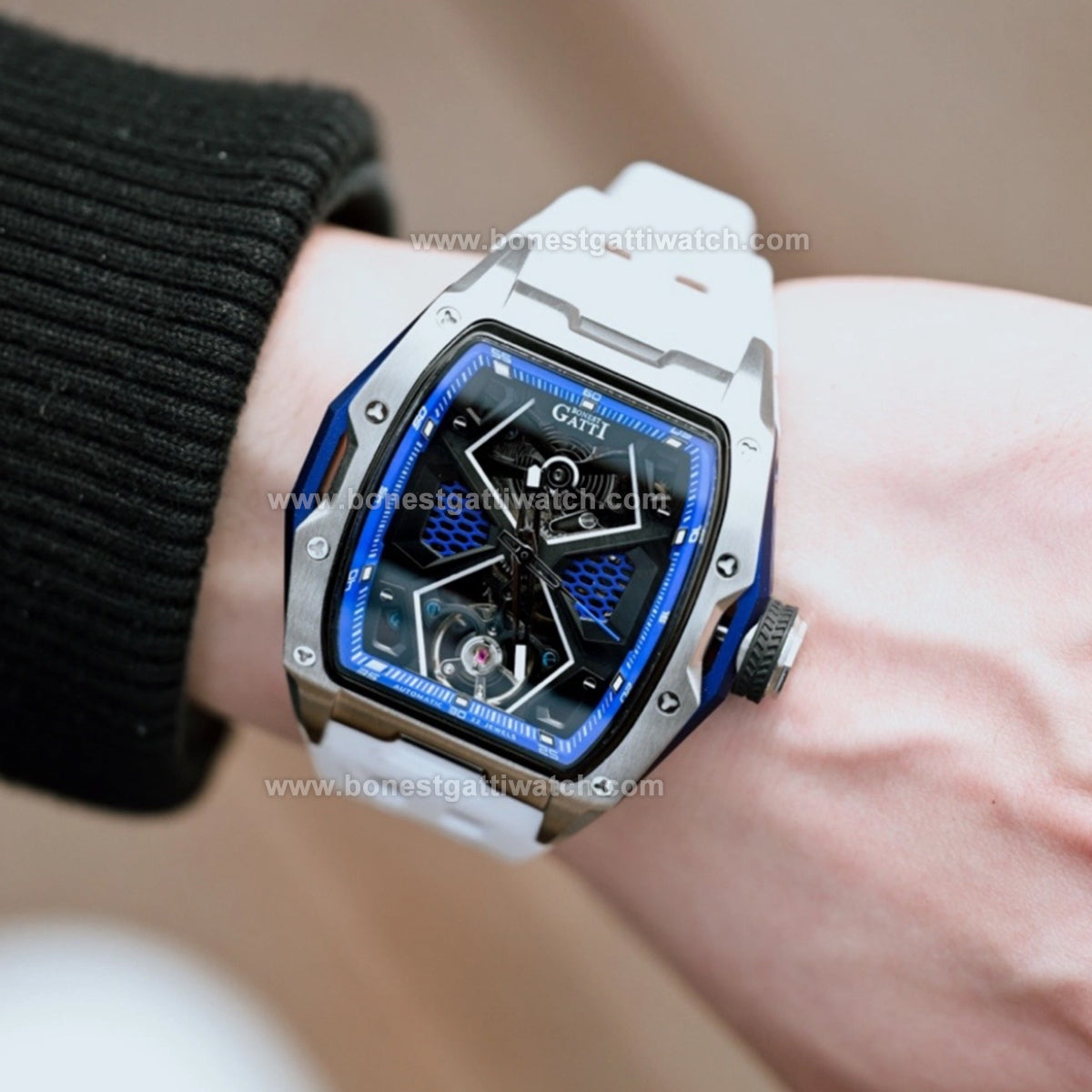 BONEST GATTI Skeleton Tonneau Automatic Men Watch BG5501