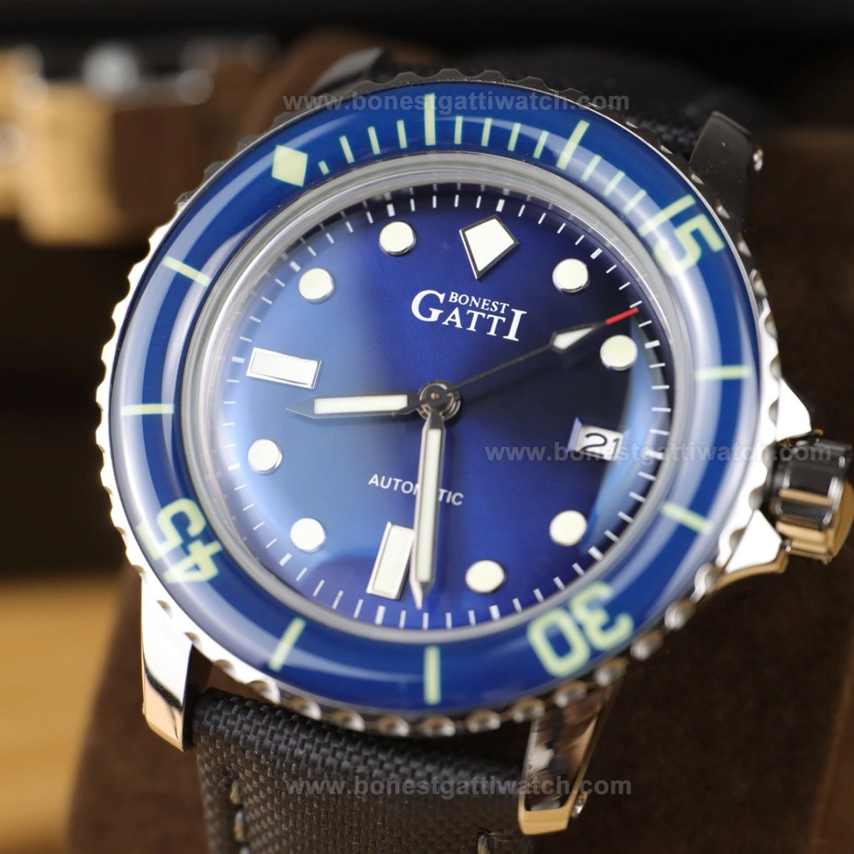 BONEST GATTI Unidirectional Rotating Bezel Automatic Men Watch BG8002