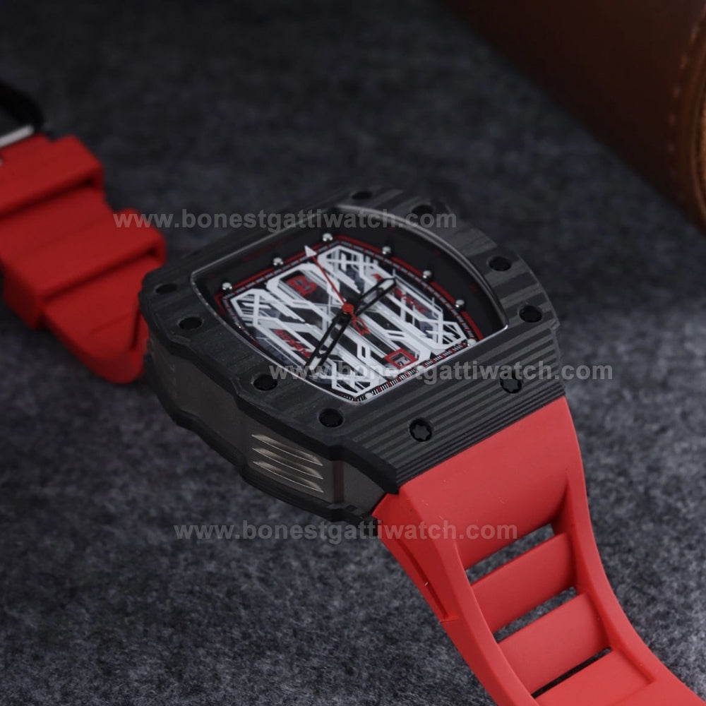 BONEST GATTI Mens Watch Sapphire Carbon Fiber 42H Automatic Citizen Movement Round Shaped Case BG9916