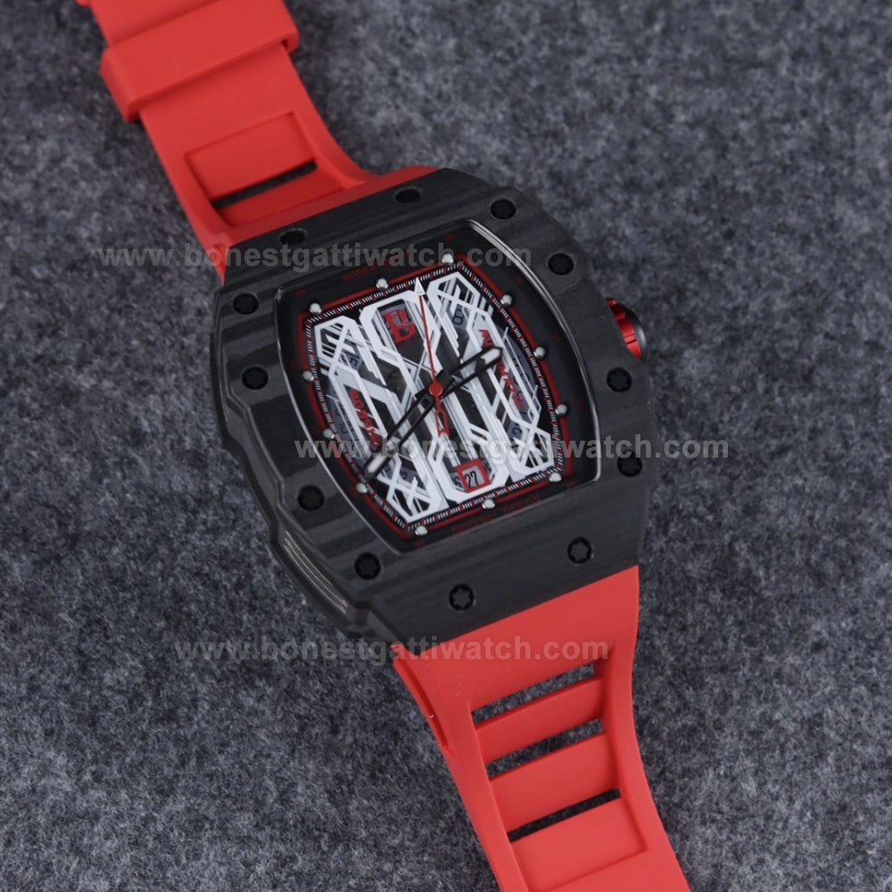 BONEST GATTI Mens Watch Sapphire Carbon Fiber 42H Automatic Citizen Movement Round Shaped Case BG9916