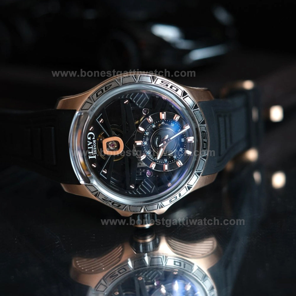 BONEST GATTI Skeleton Round Shape Automatic Men Watch BG5101