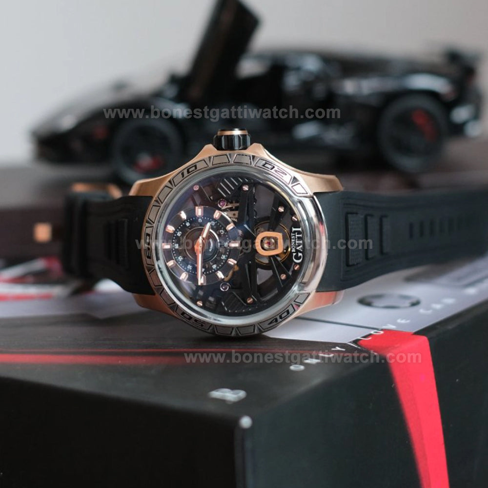 BONEST GATTI Skeleton Round Shape Automatic Men Watch BG5101