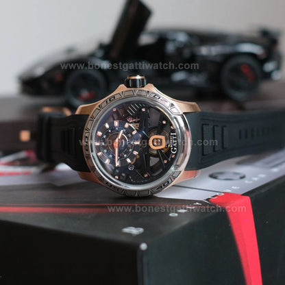 BONEST GATTI Skeleton Round Shape Automatic Men Watch BG5101