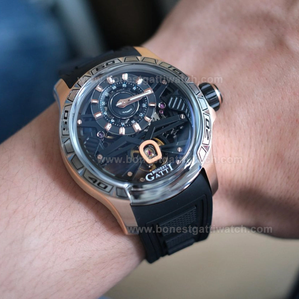 BONEST GATTI Skeleton Round Shape Automatic Men Watch BG5101