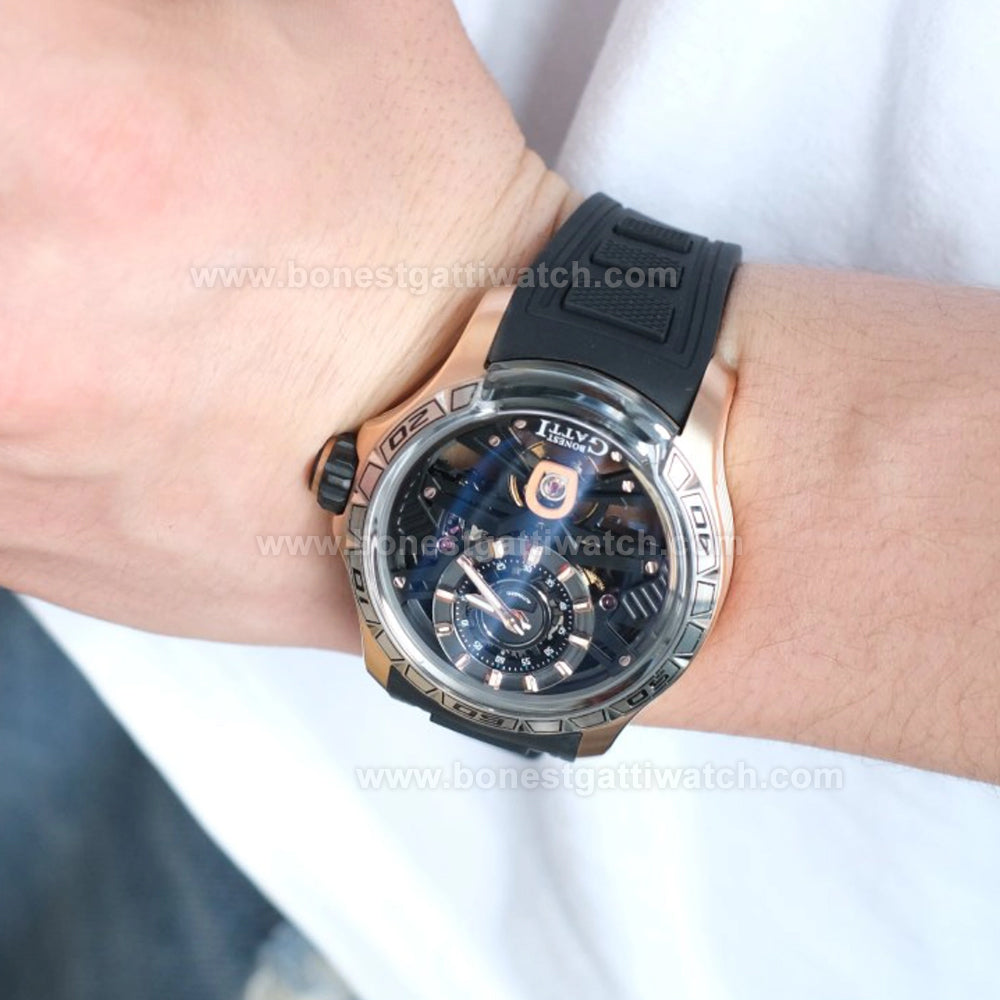 BONEST GATTI Skeleton Round Shape Automatic Men Watch BG5101